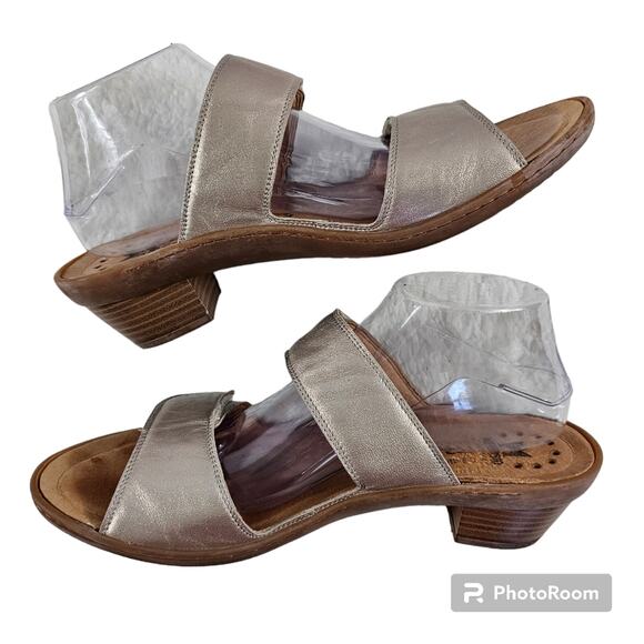 Mephisto Double Strap Gold Metallic Leather Sandals With Heels EU 41 / U… - Picture 3 of 9
